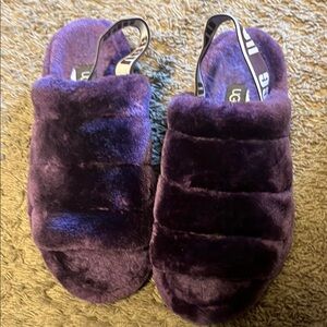 UGG Purple Plush Slippers with Slingback Strap